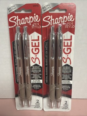2 packs Sharpie S-Gel Metal Barrel Medium 0.7mm Black Ink Pens 2194742
