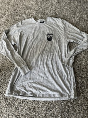 Stussy 8 Ball Gray  T- Shirt Men's  SIZE LG   2k Skate Surf.