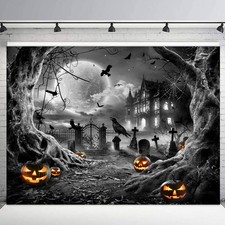 10x8ft Gothic Haunted House Cemetery Scary Halloween Background for Photography