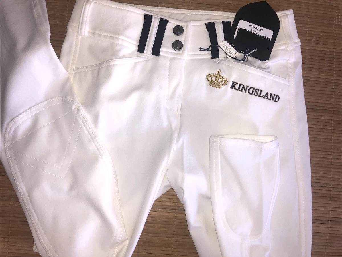 KINGSLAND KL Karen Turnier Reithose Damen Kniebesatz weiß 32 Swarovski UVP239€