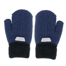 Kids Girls Boys Double Layer Warm Knit Mittens with Strings 3-7 Years Navy