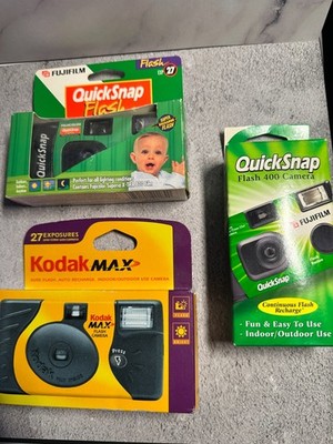 Vintage Fujifilm Quicksnap Flash + Kodak Max Disposable Camera - 3pc