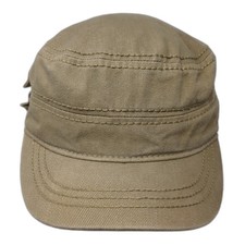 Brown Army Cap Hat One Size Side Pocket Strapback Cotton Solid Plain Utility Brown Army Cap Hat One Size Side Pocket Strapback Cotton Solid Plain Utility