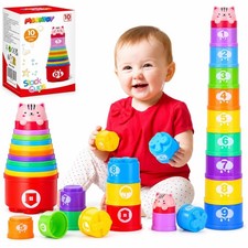 Stacking Cups Baby Toys 6 10 12 18 Months, Montessori Toys for 1 Year Old Lea...