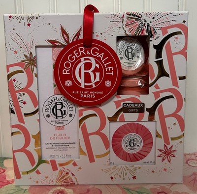 ROGER & GALLET FLEUR DE FIGUIER FRAGRANT WATER + SOAP & (3) BATH TABLETS SET