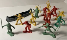 Vintage Louis Marx Army Soldiers Cowboys Indians Robin Hood Lot of 41 figures