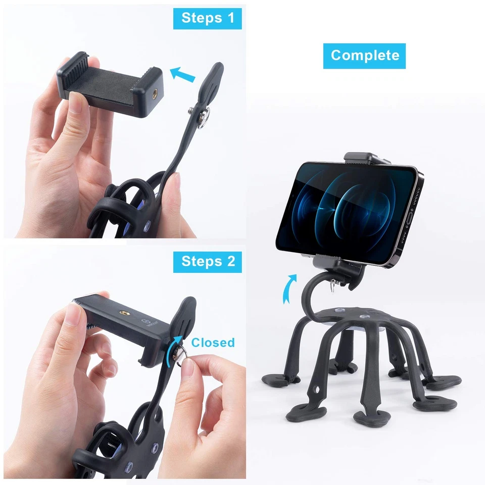 Cell Phone Octopus Tripod Universal Smartphone Holder Octopus Tripod 8 Legs f - Image 4 of 4