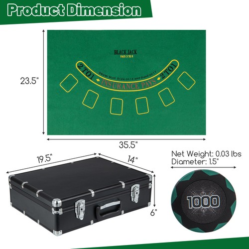 600-Piece Poker Chip Set 14 Gram Claytec Chips w/Carrying Case, 6 Decks of Cards - Picture 2 of 9