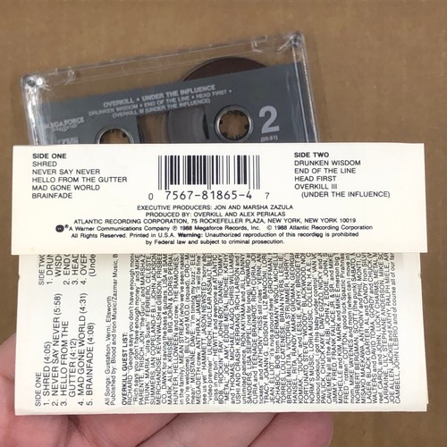 OVERKILL Cassette Tape 80s Metal Thrash UNDER THE INFLUENCE MEGAFORCE RECORDS - Picture 4 of 6