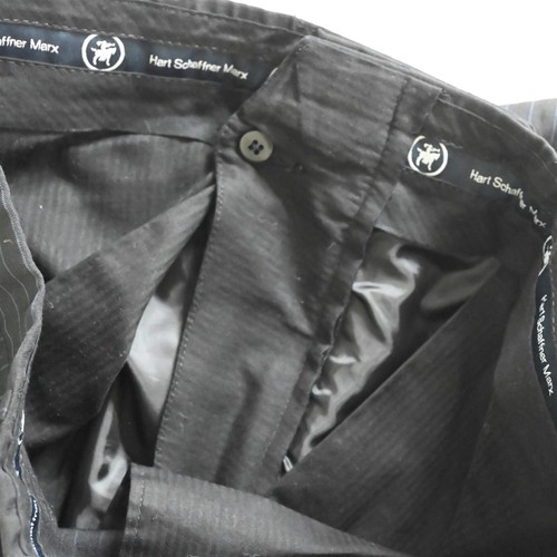 Hart Schaffner Marx 31x32 Black Striped Pleated Cuffed Wool Mens Dress Pants - Picture 7 of 9