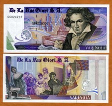 De La Rue GIORI, Test / Banconota Pubblicitaria / Esemplare Varinota, Tipo 2 Beethoven