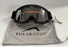 POLAR EDGE Adult Ski Goggles - black frame with reddish brown lens