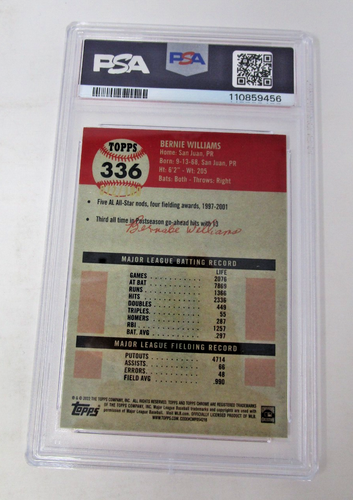 Bernie Williams 2022 Platinum Anniversary 72/100 Red Atomic Refractor #336 PSA 9 - Picture 3 of 3