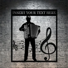 Personalized Accordion Player Name Metal Sign. Custom Melodeon Player Wall Decor