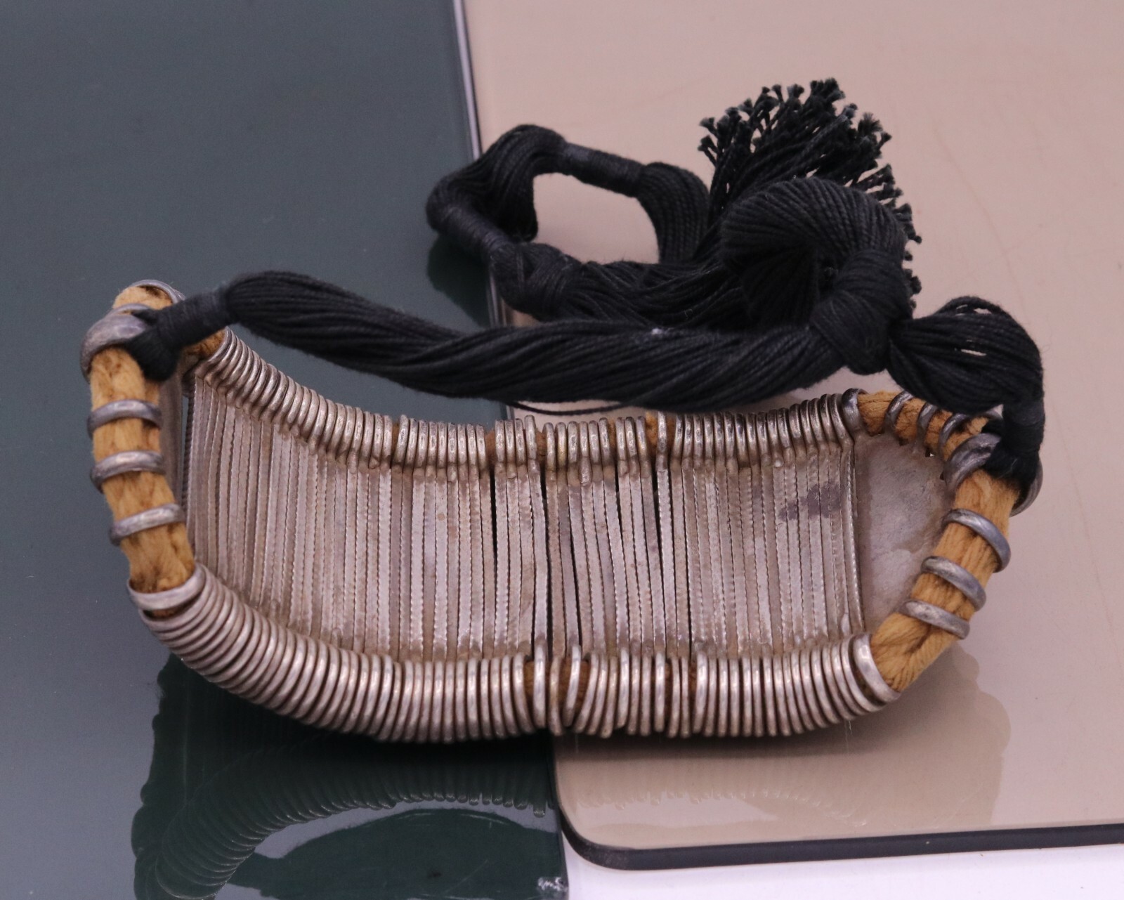 Vintage solid silver cuff bracelet armlet, arm br… - image 3