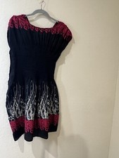 Y2K Gothic Max Edition A-Line Fit & Flare Dress Small Black Whimsy Goth Stretch