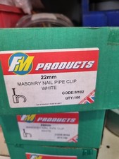 NEW FM PRODUCTS 22mm MASONRY NAIL PIPE CLIP WHITE M102 - BOX OF 100