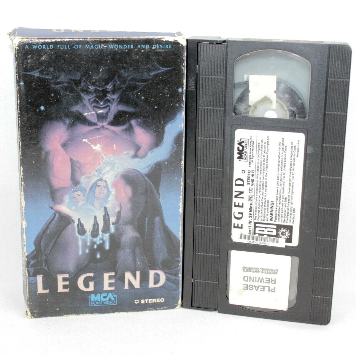 Legend VHS Video Tom Cruise Mia Sara Tim Curry Ridley Scott MCA