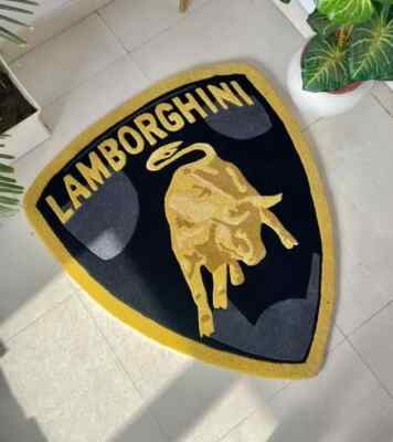 Lamborghini Logo Rug - Handmade Modern Car Brand Luxury Hand-Tufted Wool Area