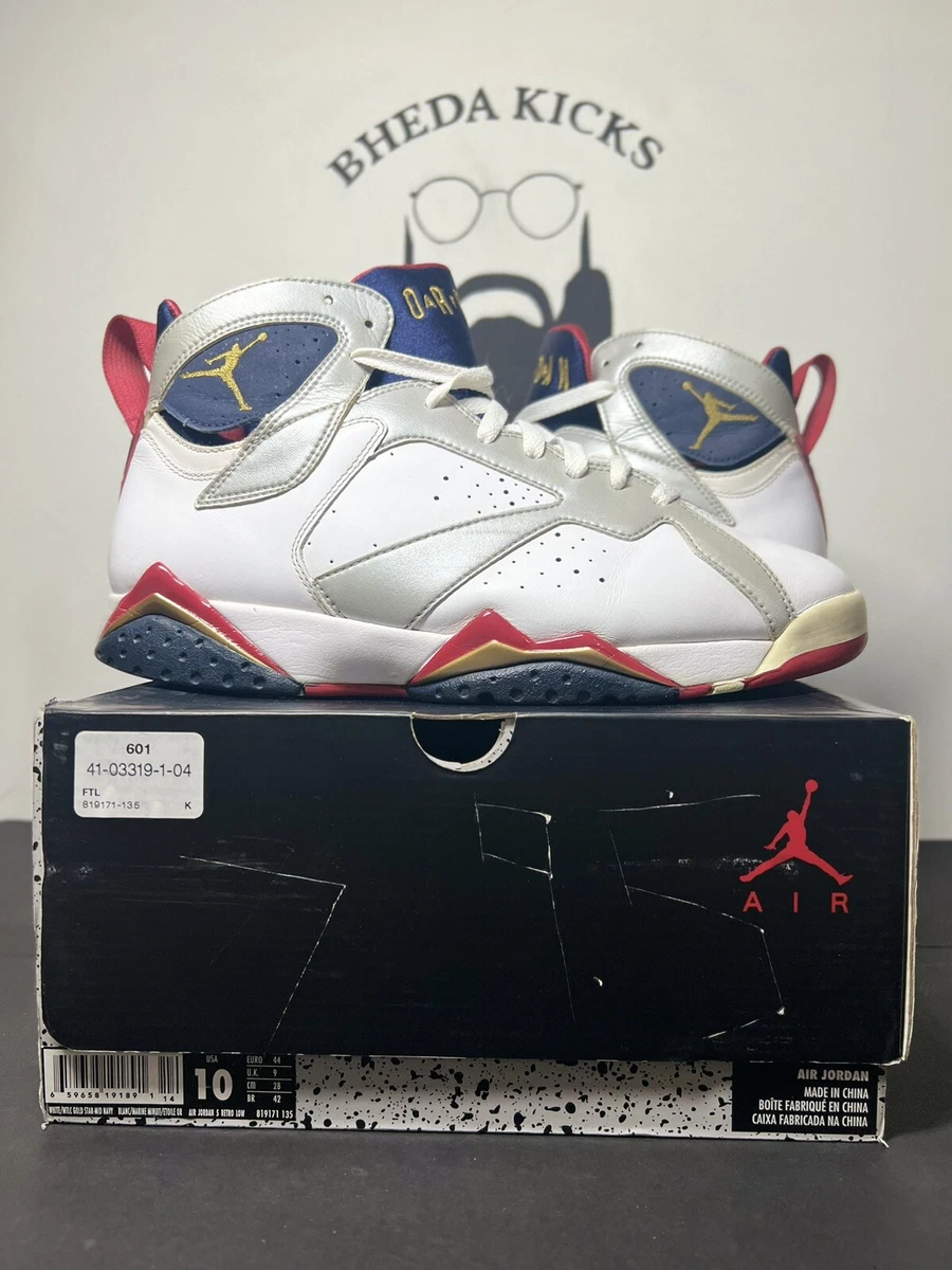 Air Jordan 7 Retro Olympic 2012 Size 9.5 304775-135 Preowned Rare