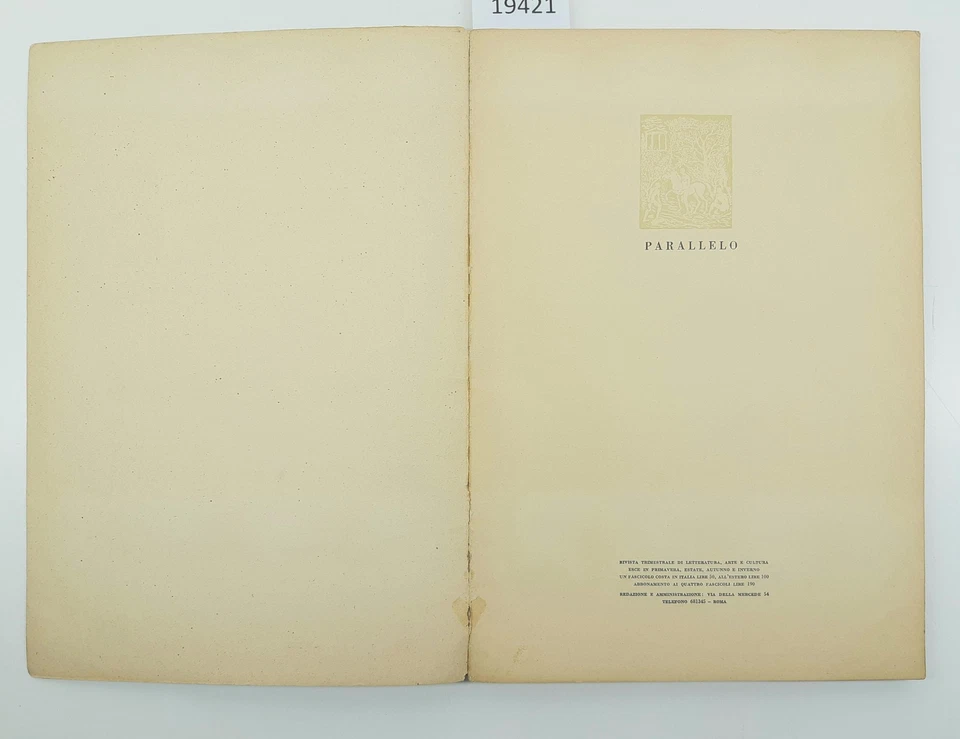 Parallelo rivista trimestrale di letteratura arte e cultura anno I n. 2 1943 - Immagine 3 di 4