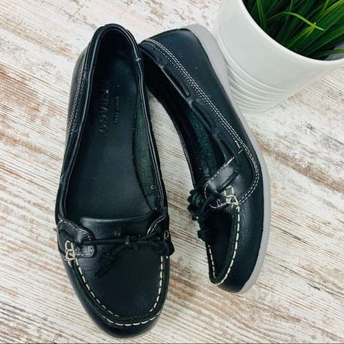 Zapatos Náuticos Sebago mujer Falucho Mocasines De Cuero Negro chatos Slip  On Talla 7 Usado En Excelente Condición | eBay