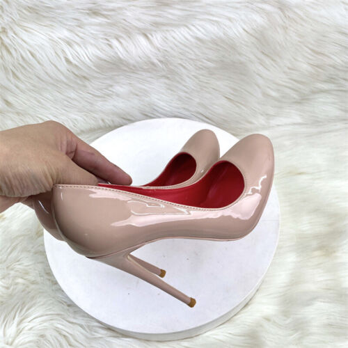 2024 Neu Damenschuhe runde Spitze High Heels Pumps Damen Party Absatz rotes Futter - Bild 10 von 25