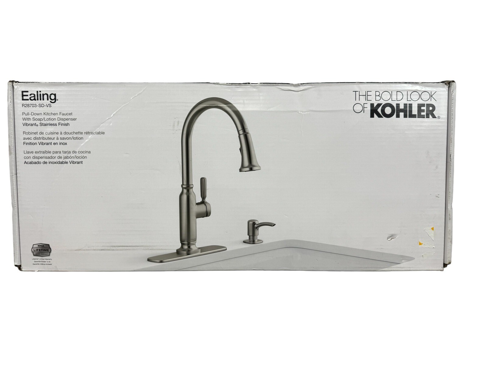 KOHLER Ealing Vibrant Stainless Single Handle Pulldown Kitchen Faucet