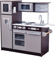 KidKraft Uptown Espresso KITCHEN Refrigerator Toddler Kids Pretend Play Set Wood