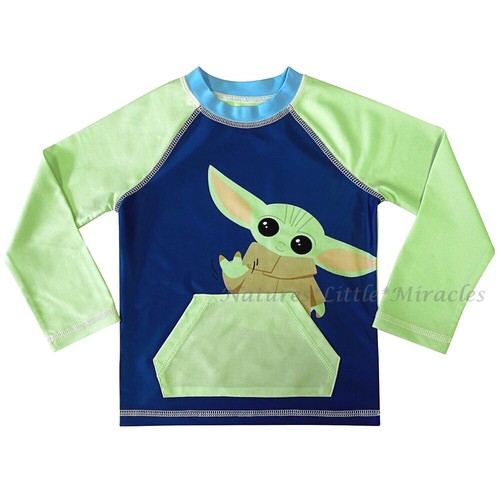 Star Wars Baby Yoda Boys Swimsuit Size 2T 5T Swim Trunks Rash Guard
