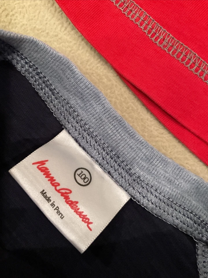 Hanna Andersson 100 Boys Raglan Tees Long Sleeve Blue Red - Image 4 of 4