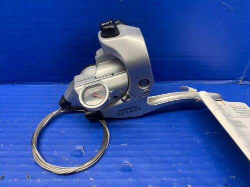 Shimano Nexave Left side 3 Speed Bike Front Brake/Shifter Silver New With Cable - Afbeelding 1 van 5