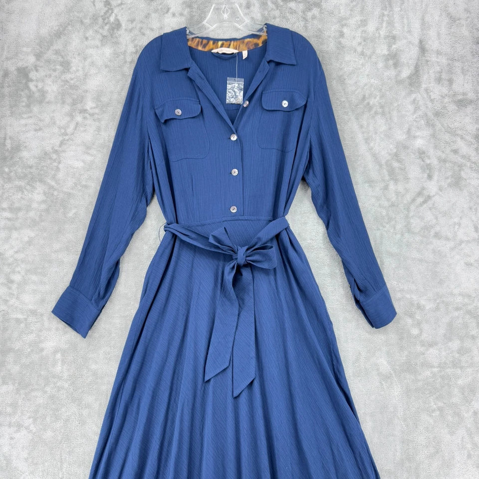 Vestido Soft Surroundings para mujer mediano occidental con cinturón minimalista arrugado modesto Foto 4 de 4