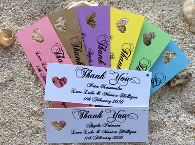 10 Kraft Gift Tags Wedding Favour Bomboniere Personalised Thank You Place Cards Ebay