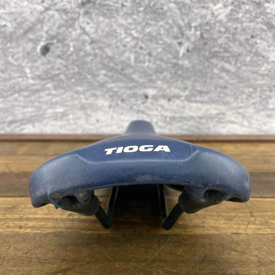 Asiento Multi Control Vintage Tioga AZUL Sillín DOBLADO Road Tour MTB Años 80 90 Carretera Foto 3 de 4