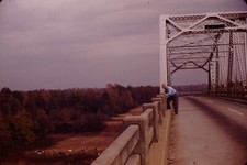 1953 Man On Alabama Bridge Kodachrome Red Border Vintage 35mm Slide 1950's JNA7