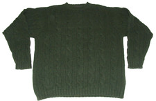 Fisherman Out Of Ireland Dark Green Cable Knit Wool Blend Sweater Men's LARGE