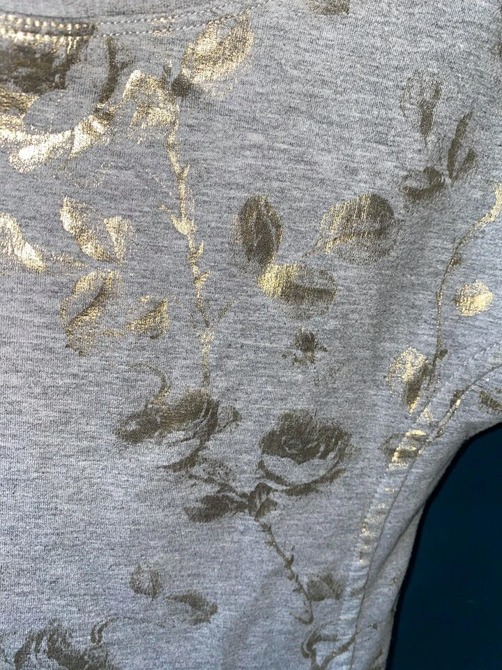 VESTIDO SUDADERA MANGA CORTA MONNALISA FUN BOUTIQUE LÁMINA DORADA FLORAL GRIS 8 Foto 4 de 4