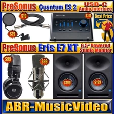PreSonus Quantum ES 2 Interface, Eris E7 XT Monitors, HD9, CAD Mic, Pop Filter
