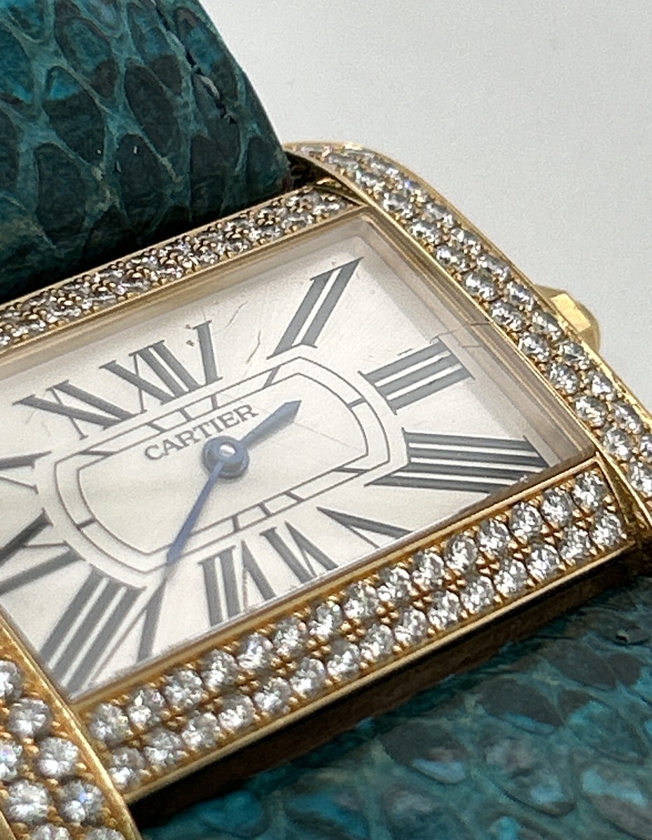 Cartier 2602 Tank Divan Diamond 18k White Gold Quartz 38mm Watch