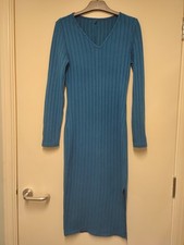 Blue Bodycon Ribbed Midi Dress Size S /8