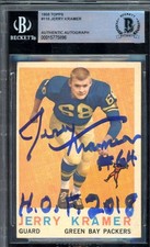 Jerry Kramer Beckett BAS Signed 1959 Topps Rookie Autograph Packers