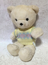 Vintage Eden White Bear 14 Yellow Sweater with Blue and Pink Accents Korea