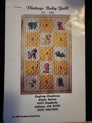 Vintage Baby Quilt Pattern Applique Cat Lamb Pig Duck Blanket 36x60