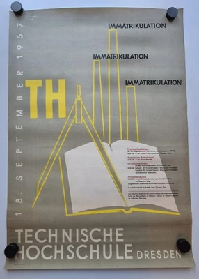 Plakat Technische Hochschule Dresden Werner Scheffel ASK 1957 Original DDR A1 - Bild 1 von 4