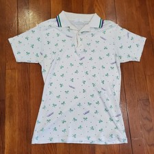 Wimbledon Polo Shirt Womens Medium White Tennis The Championships All Over Print