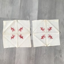 Mens Linen Screen Print Pocket Square Hanky Scarf Hand Bundle of 2 FLAWED