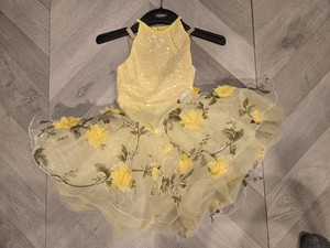 Revolution Dance Costume Girls Size MC Ballet Yellow Tutu With Lace