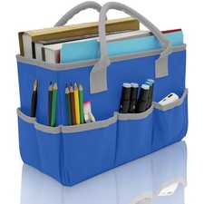Art Organizer Craft Storage Tote Bag with Multiple Pockets Blue 