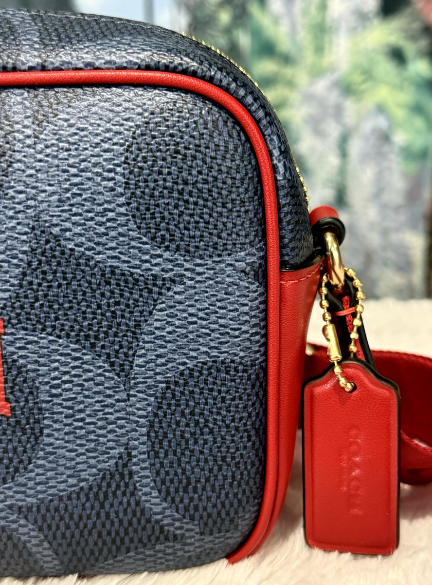 NWT COACH MINI JAMIE CAMERA CBM36 X-Body Bag Sig Varsity Stripe